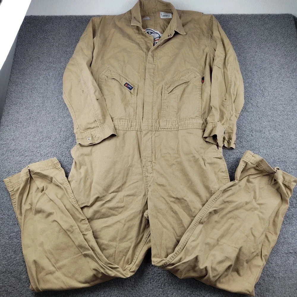 Lapco FR Coveralls Mens XL Khaki Flame Resistant Cotton Moisture Management
